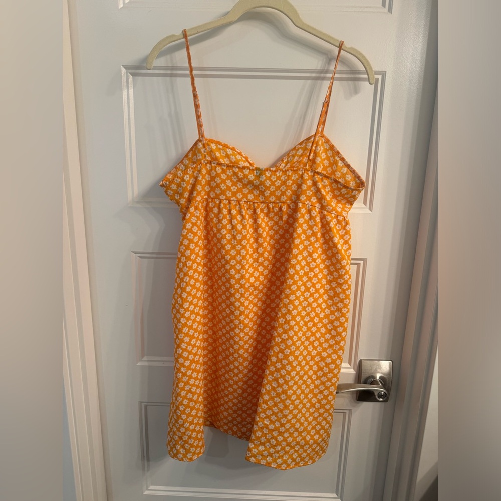 Orange Floral Spaghetti Strap Dress- Medium - Picture 2 of 2
